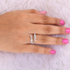 Pear Round Oval & Marquise Diamond Wrap Ring 14 Karat White Gold Fine Jewelry