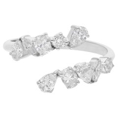 Pear Round Oval & Marquise Diamond Wrap Ring 18 Karat White Gold Fine Jewelry