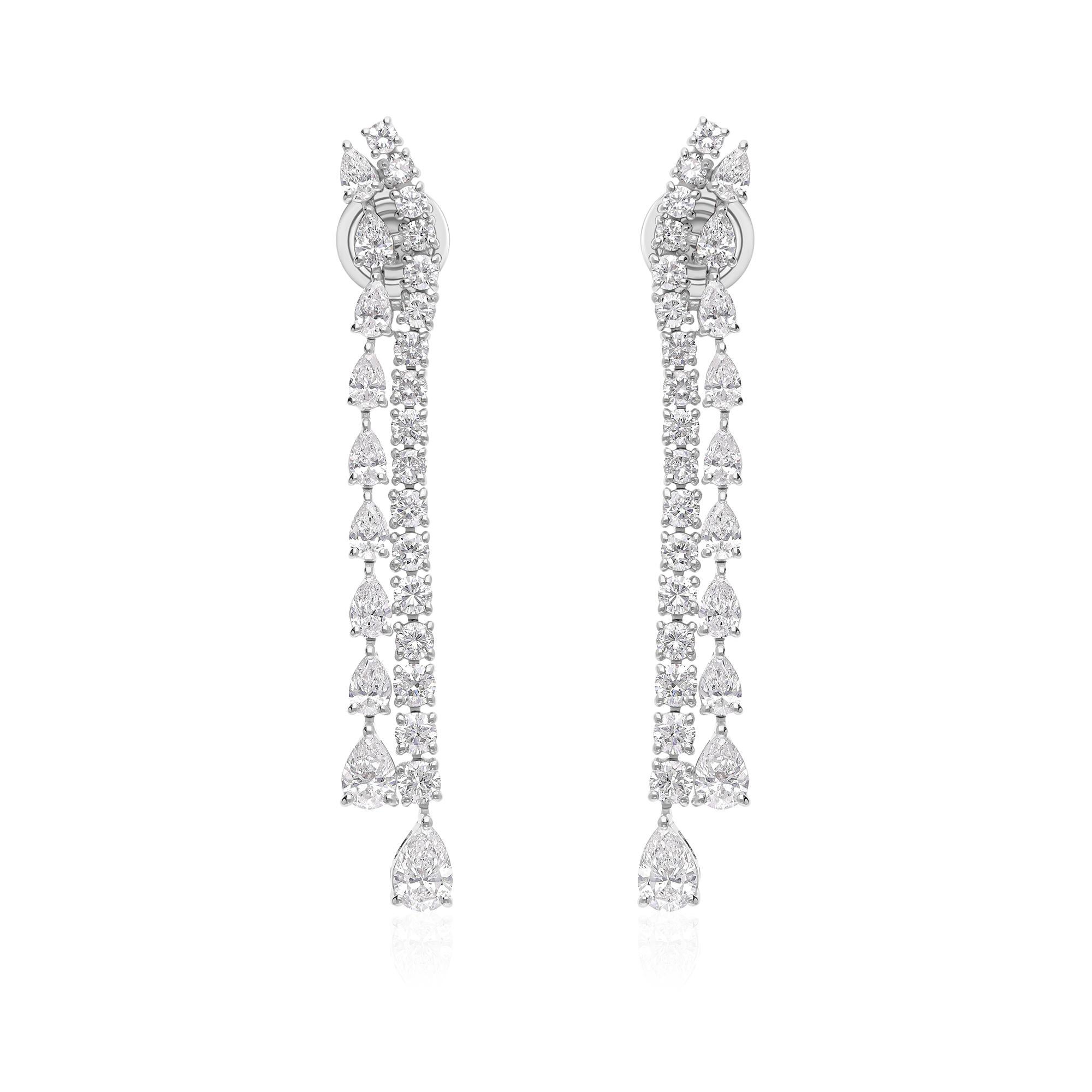 Taglio misto Orecchini a goccia a pera con diamante tondo SI/H da 3,75 carati H. H. H. in vendita