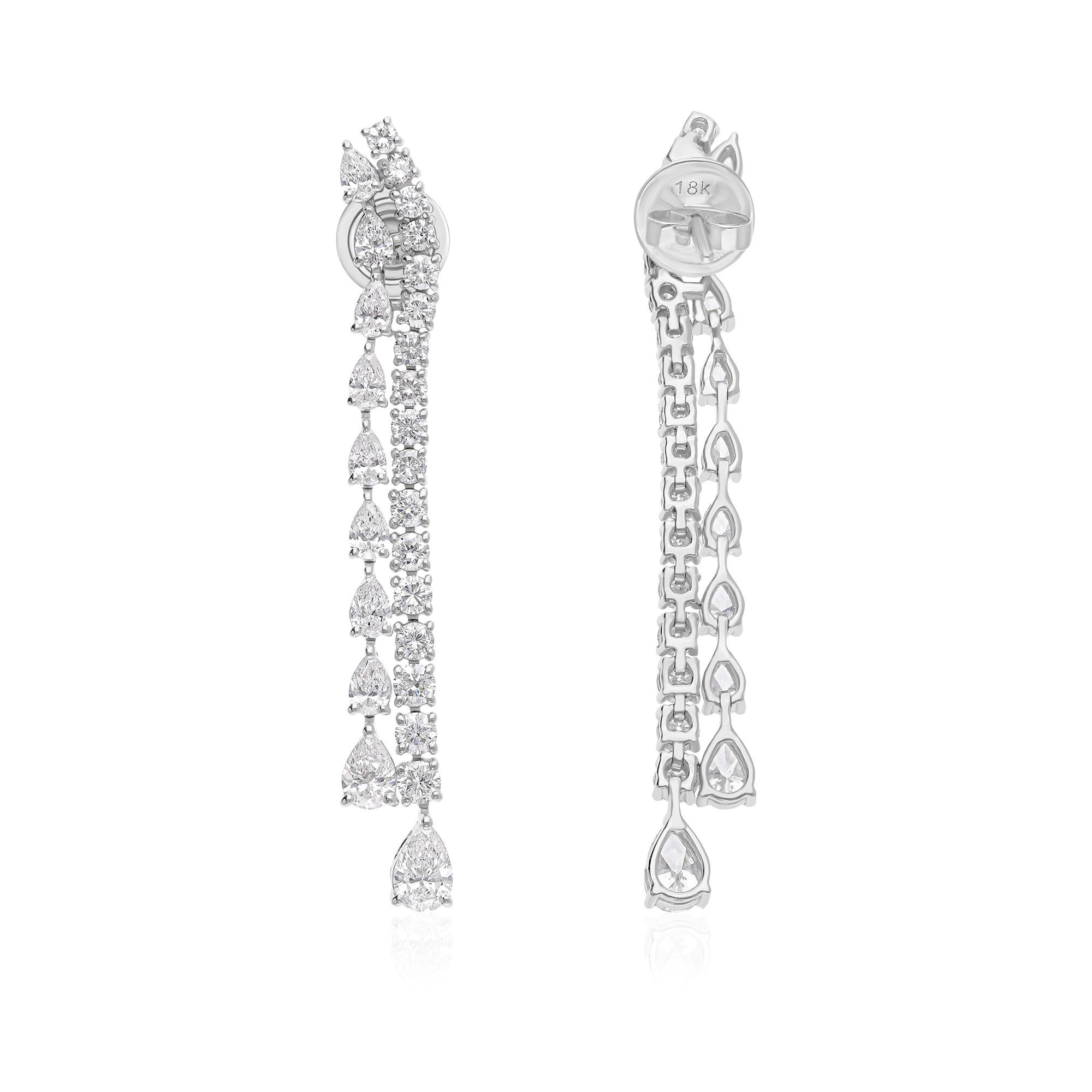 Orecchini a goccia a pera con diamante tondo SI/H da 3,75 carati H. H. H. In condizioni Nuovo in vendita a Diera, Dubai