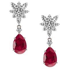 Birne Rubin 14k Gold baumeln Ohrringe