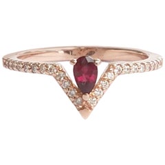 Pear Ruby and Diamond Ring