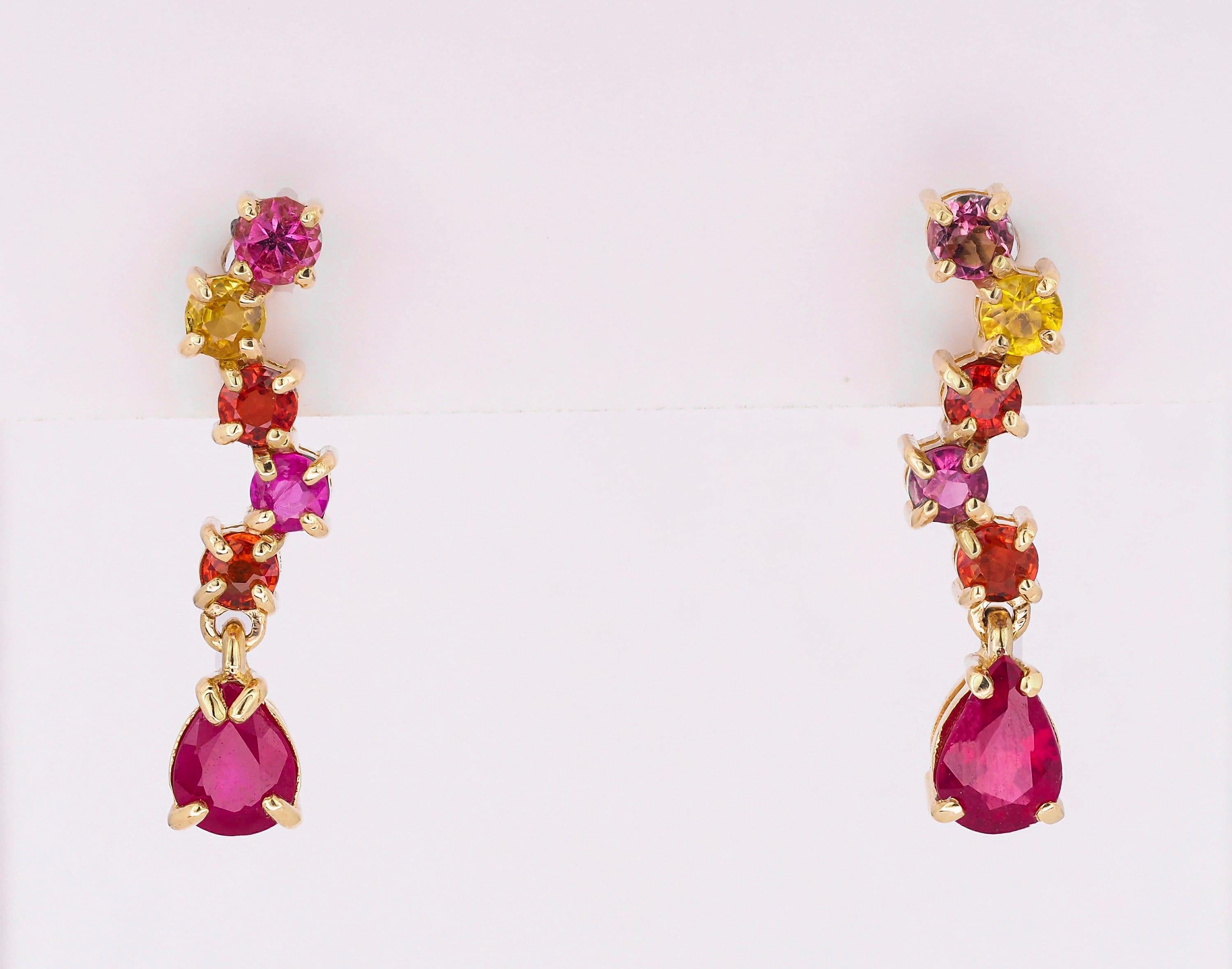 Pear Cut Pear ruby earrings studs For Sale
