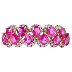 Birne Rubin Natürliche Diamanten Wave Band Ring in 14K Solid Gold (zertifiziert)