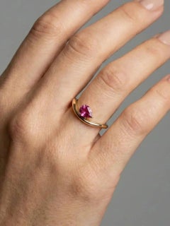 Pear Ruby Open 14K (18K Custom) Gold Band Ring