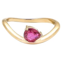 Pear Ruby Open 14K (18K Custom) Gold Band Ring
