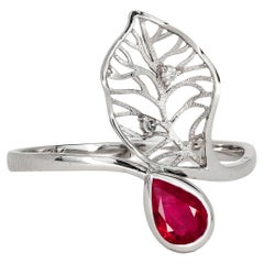 Pear Ruby Ring in 14 Karat Gold, Ruby Ring, July Birthstone Ruby Gold Ring