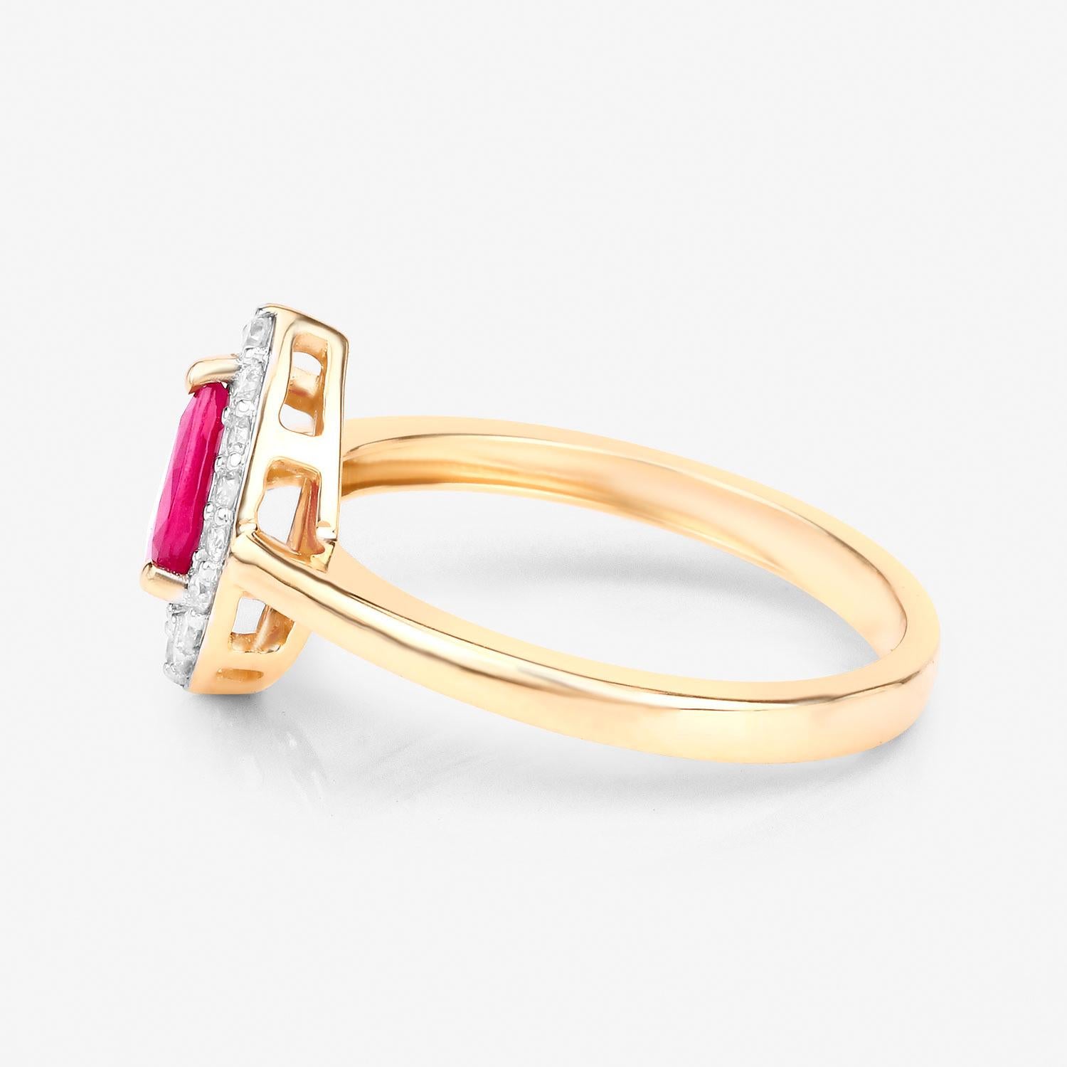 Pear Ruby Ring With Diamonds 0.92 Carats 14K Yellow Gold For Sale at ...