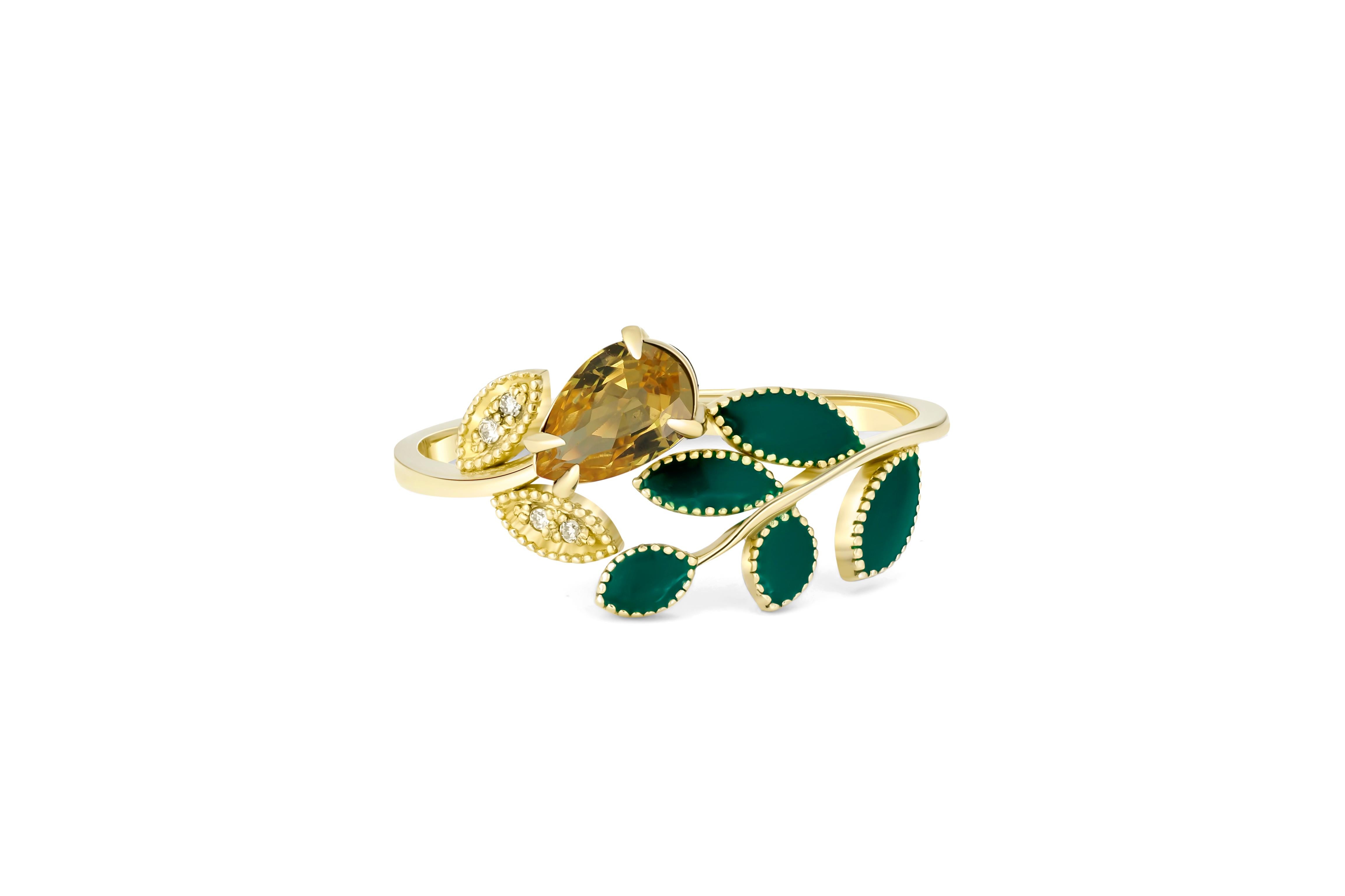 For Sale:  Pear sapphire 14k gold ring. 3