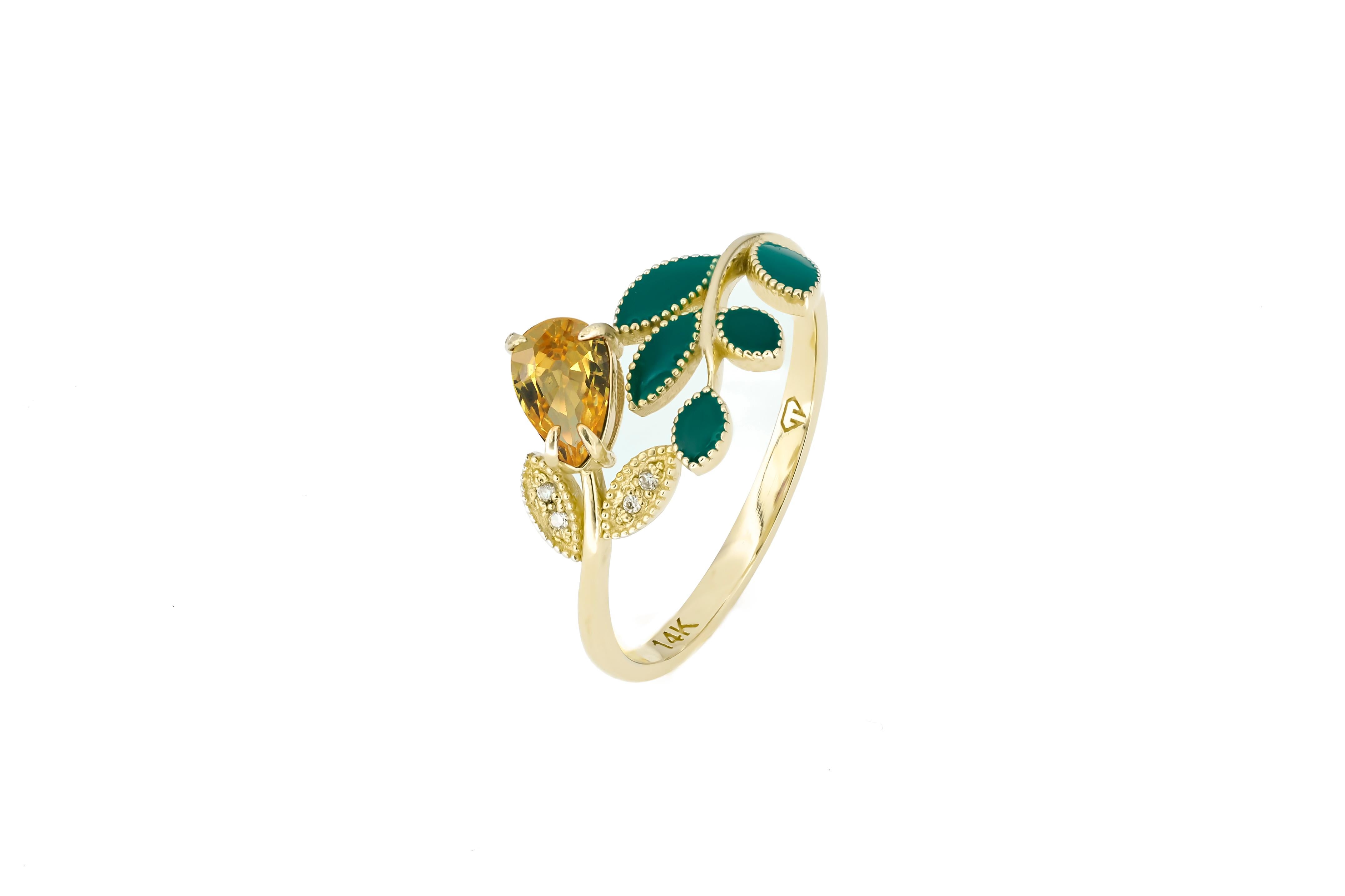 For Sale:  Pear sapphire 14k gold ring. 6
