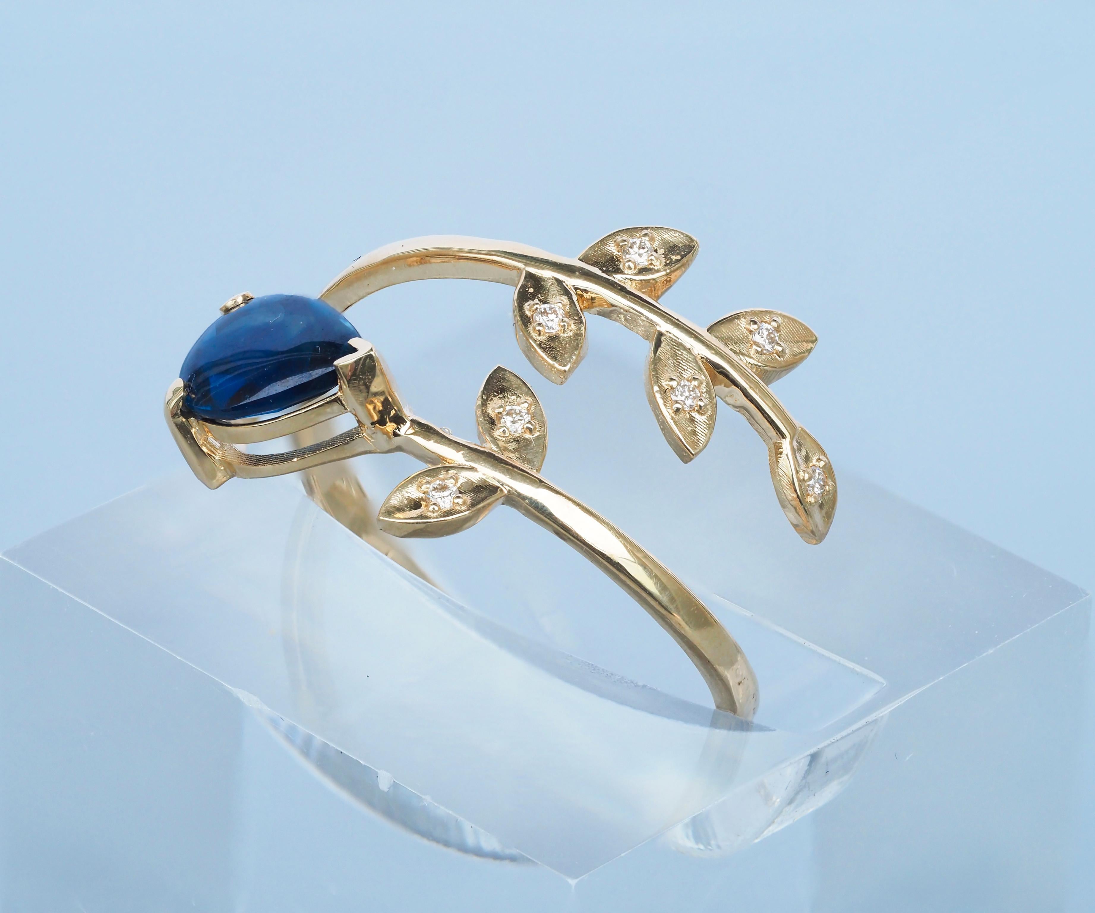 Pear sapphire 14k gold ring. For Sale 5