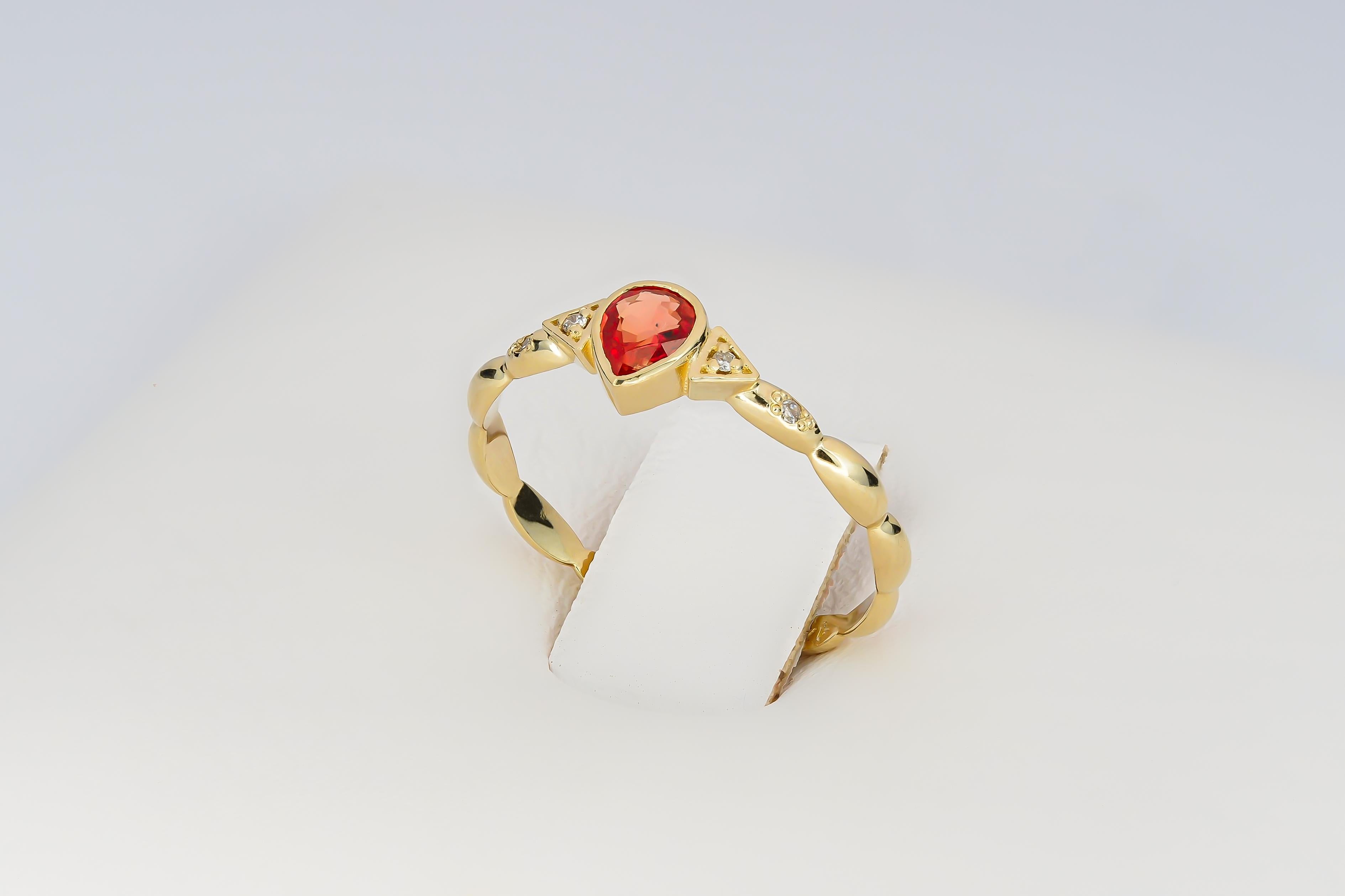 Pear sapphire 14k gold ring.  For Sale 2
