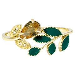Anillo de oro de 14k con zafiro pera.