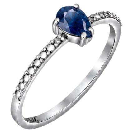 Anillo de oro de 14k con zafiro pera.