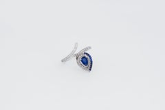 Pear sapphire and diamonds serpenti 14k gold ring