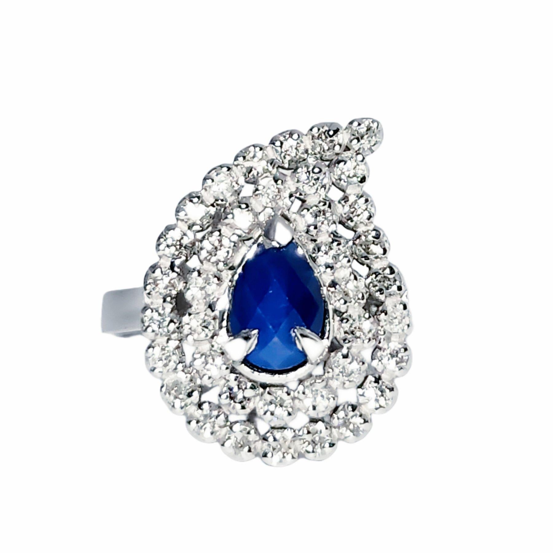 For Sale:  Pear Sapphire Ring 2.46 ct 7