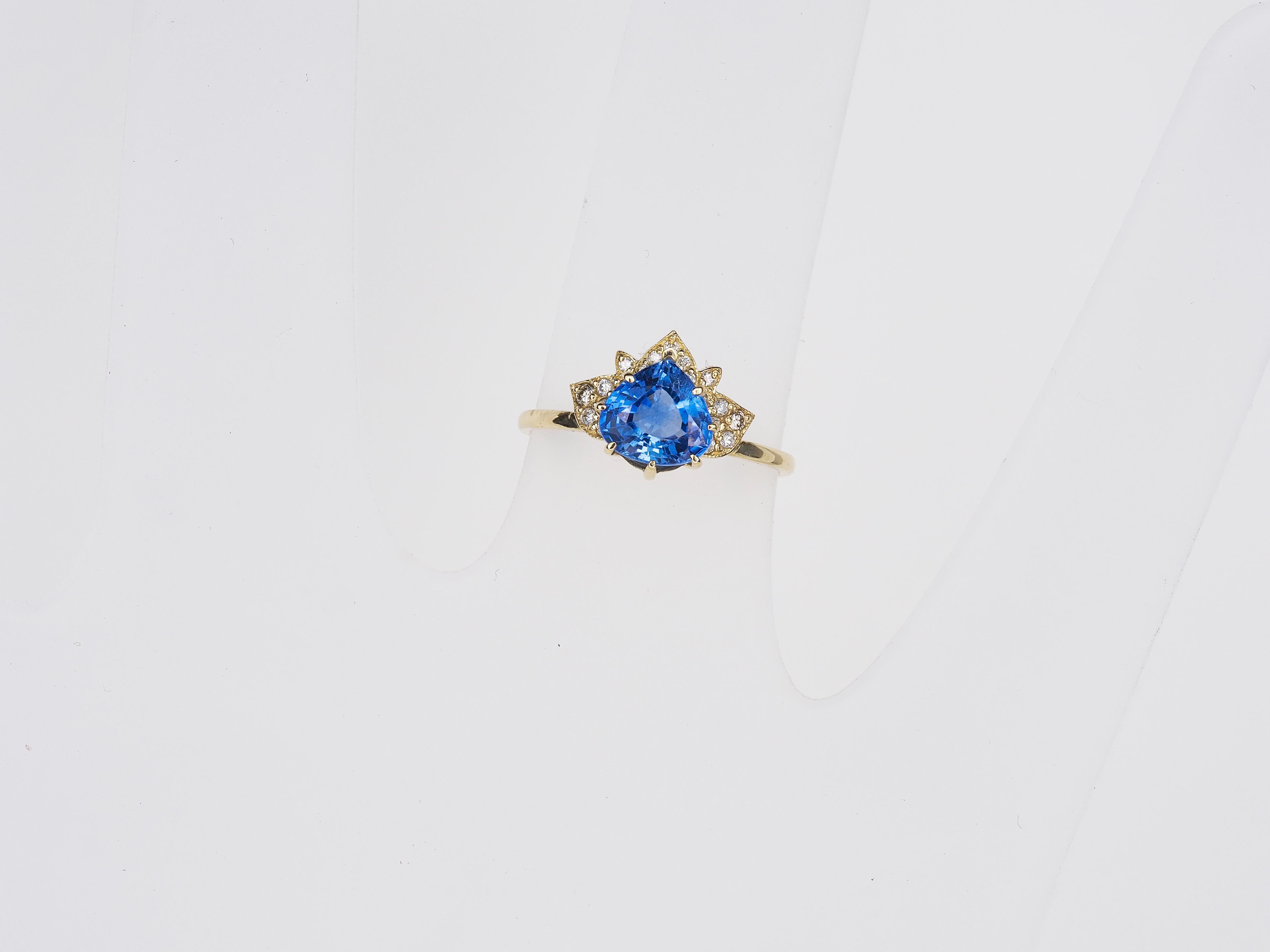 Pear Sapphire Ring, Lotus Ring with Sapphire, Certified Shri Lanka Sapphire Ring 1