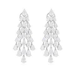 Pendientes largos en forma de pera con diamante natural de 11,02 quilates y oro blanco 18