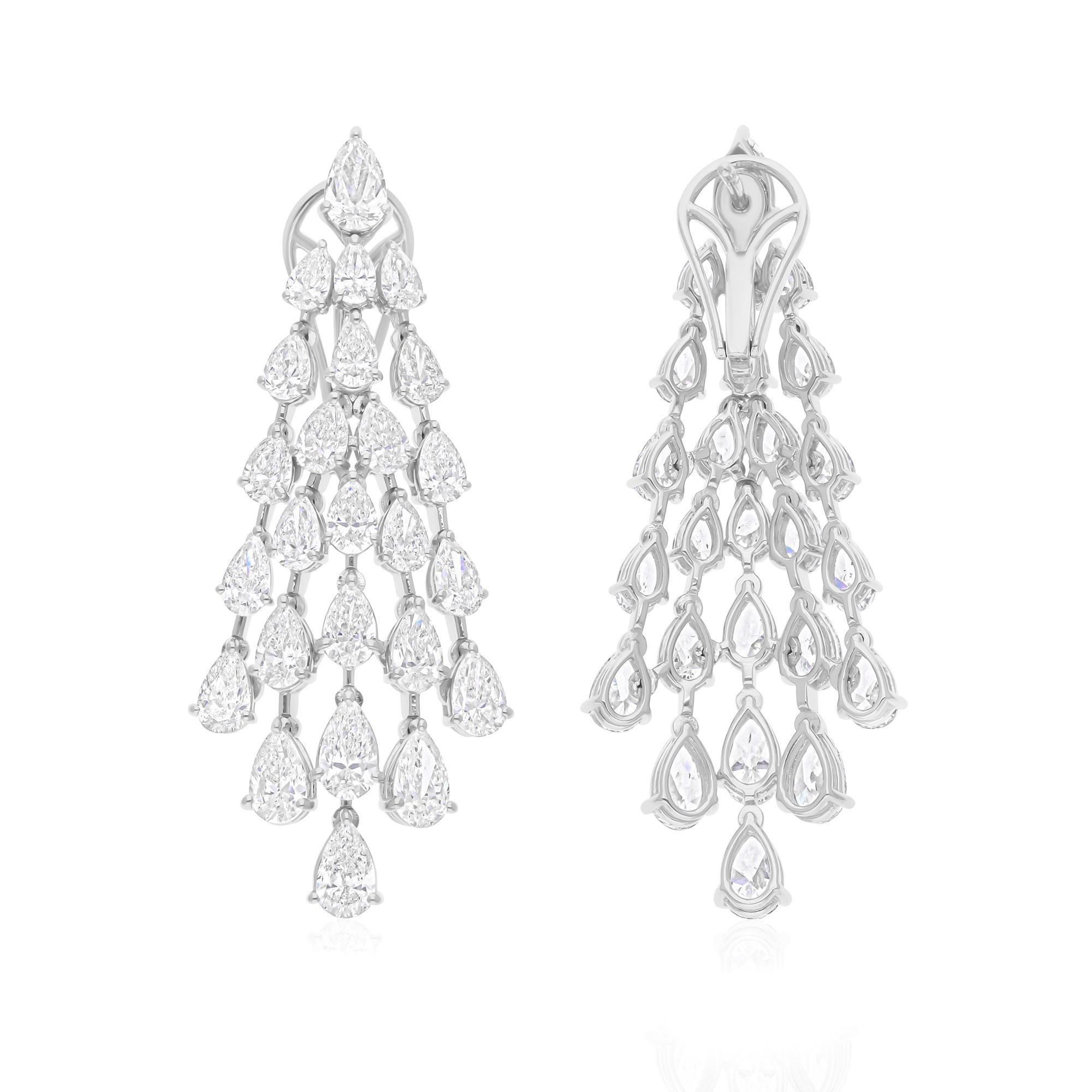 Boucles d'oreilles chandelier poire 11,02 carats diamant naturel or blanc 18k Pour femmes en vente