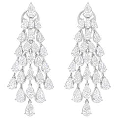Boucles d'oreilles chandelier poire 11,02 carats diamant naturel or blanc 18k