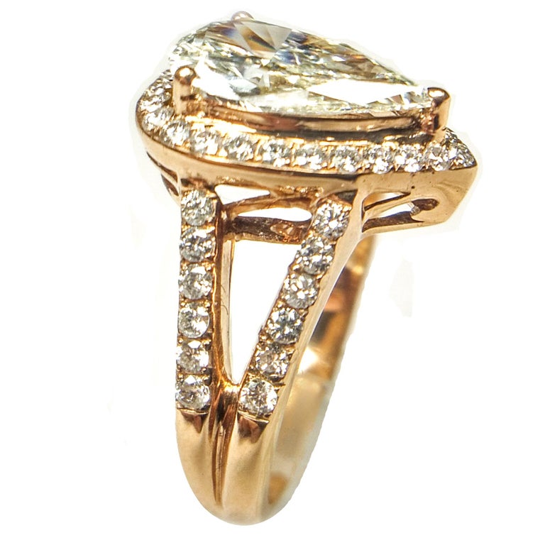 Pear Shape Diamond Rose Gold Wedding/Engagement Ring at 1stDibs