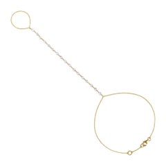 Bracelet chaîne en or 14 carats avec 17 diamants en forme de poire