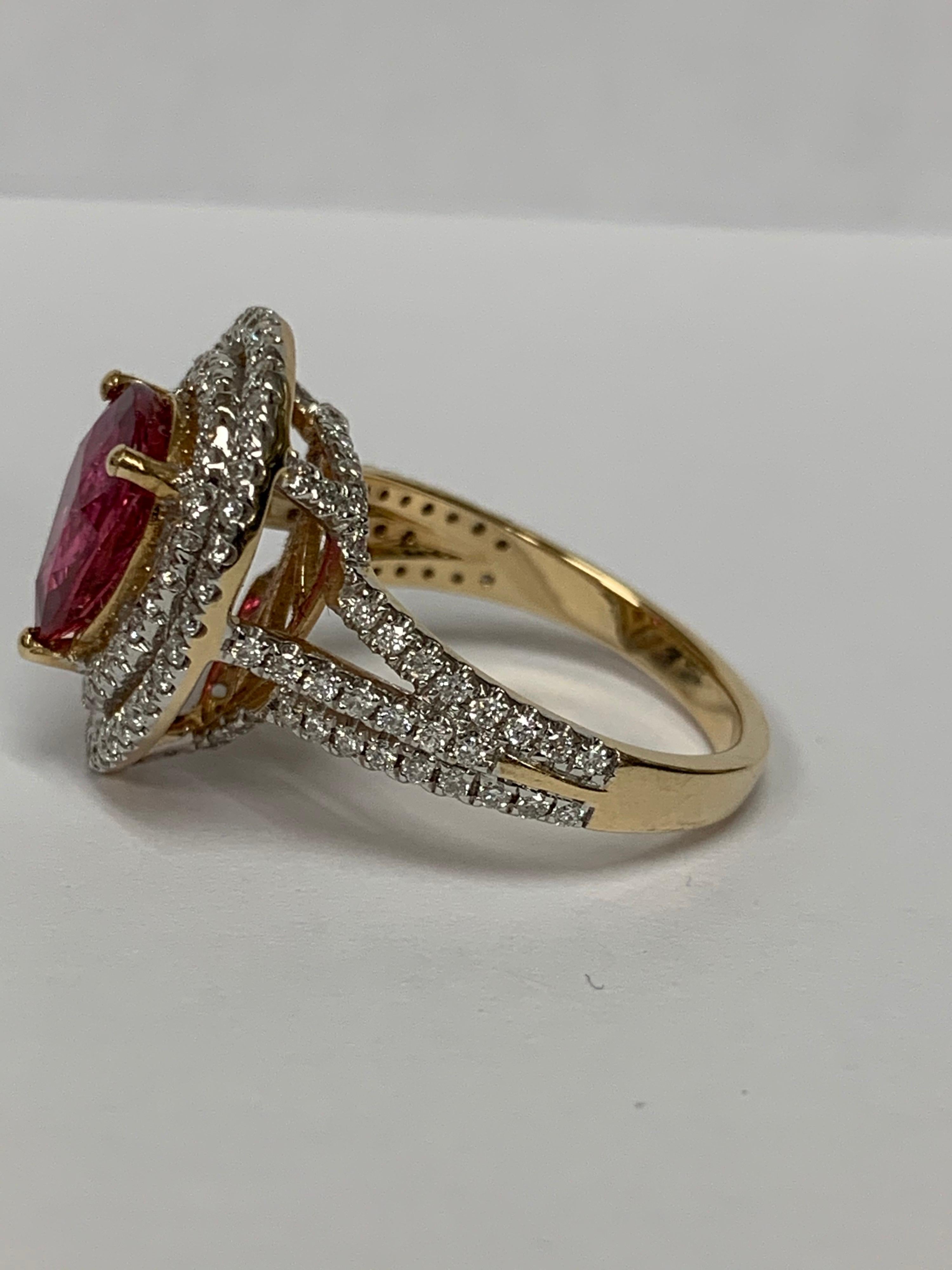 Pear Shape 2.55 Carat Ruby and Diamond Ring In New Condition In Trumbull, CT