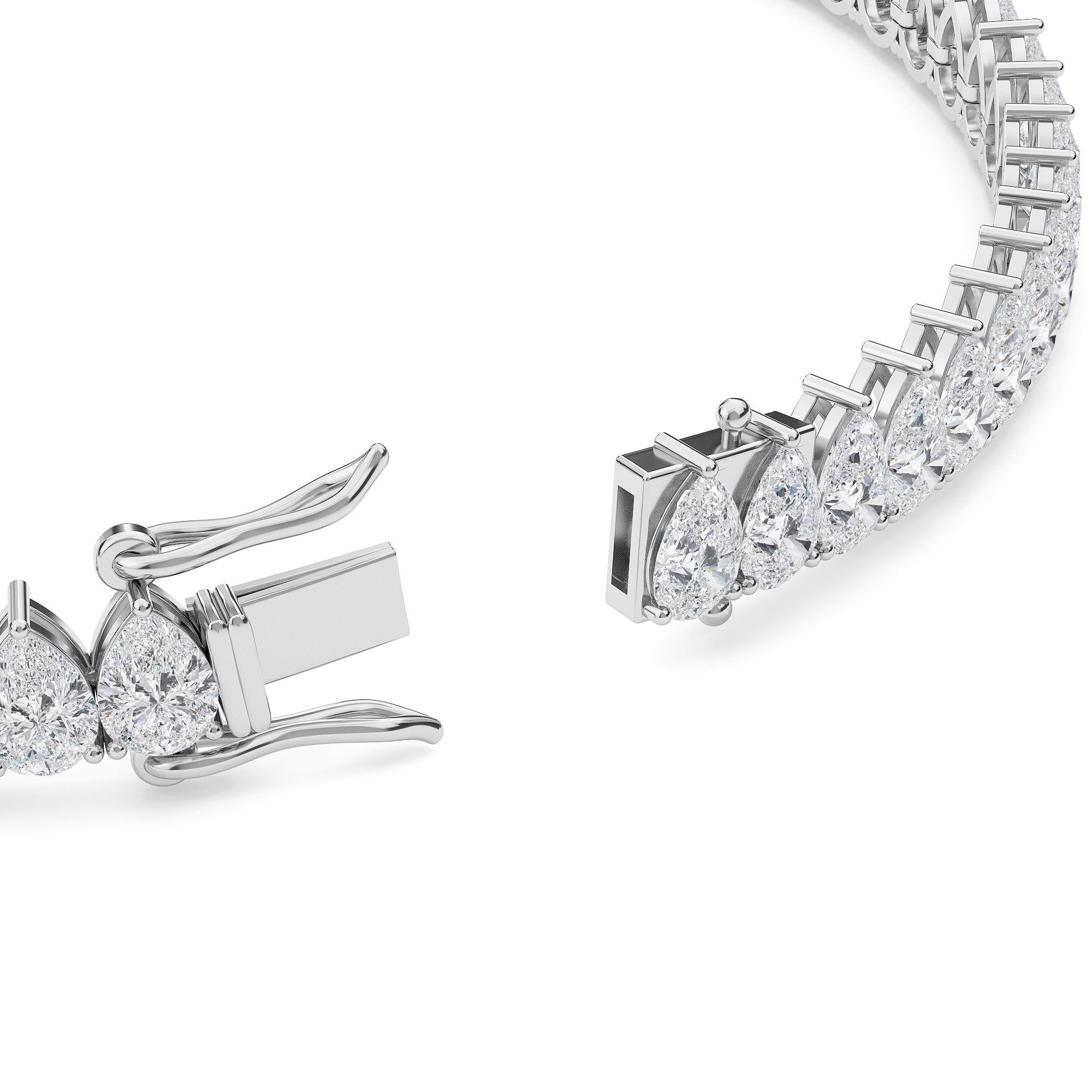 Taille poire Bracelet tennis en diamants naturels en forme de poire 5 Ct TW en vente