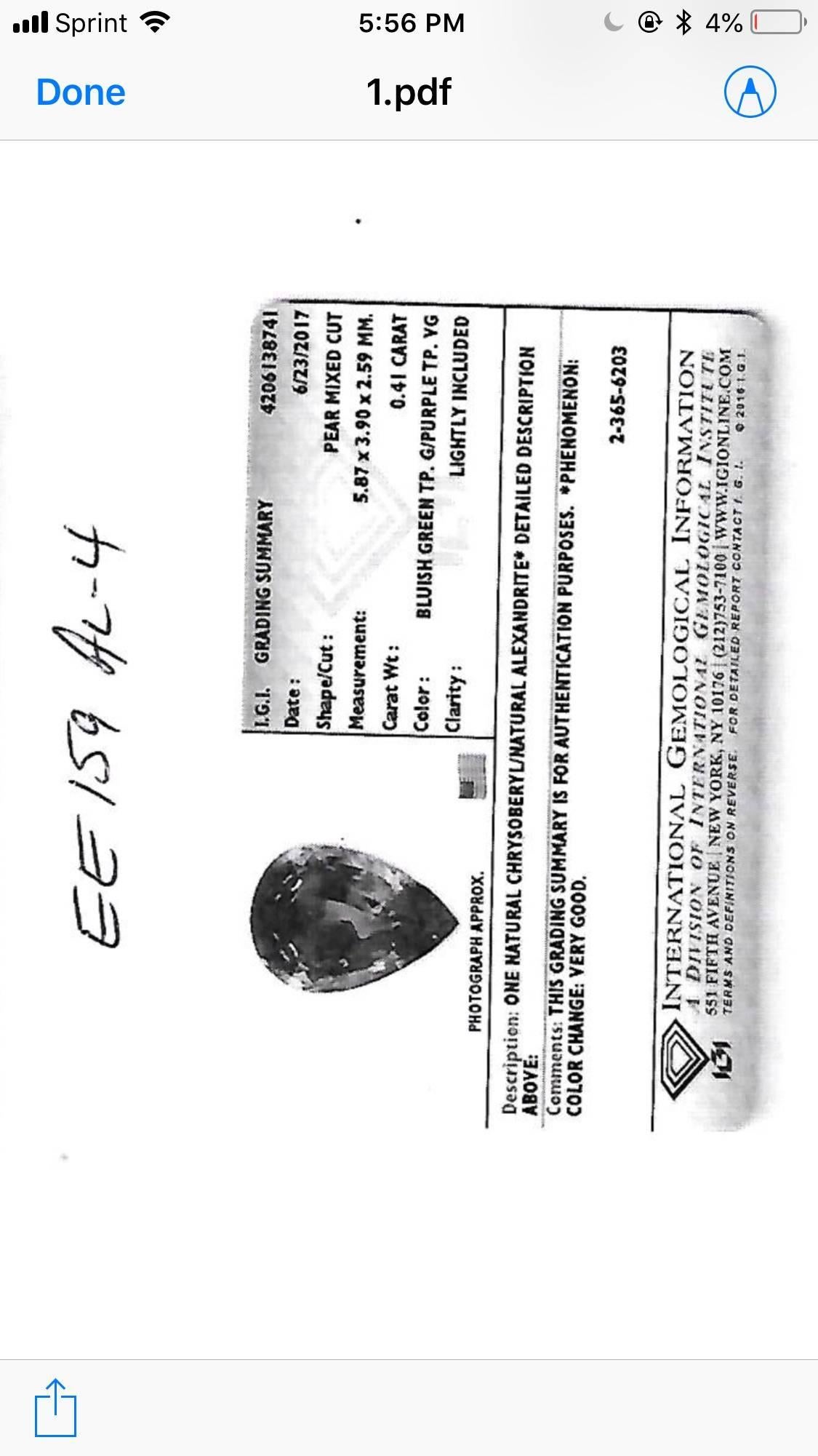 Pear Shape Alexandrite Pendant with Certificate 0.36 Carat 2
