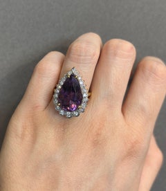 Birnenförmiger Amethyst- und Diamantring