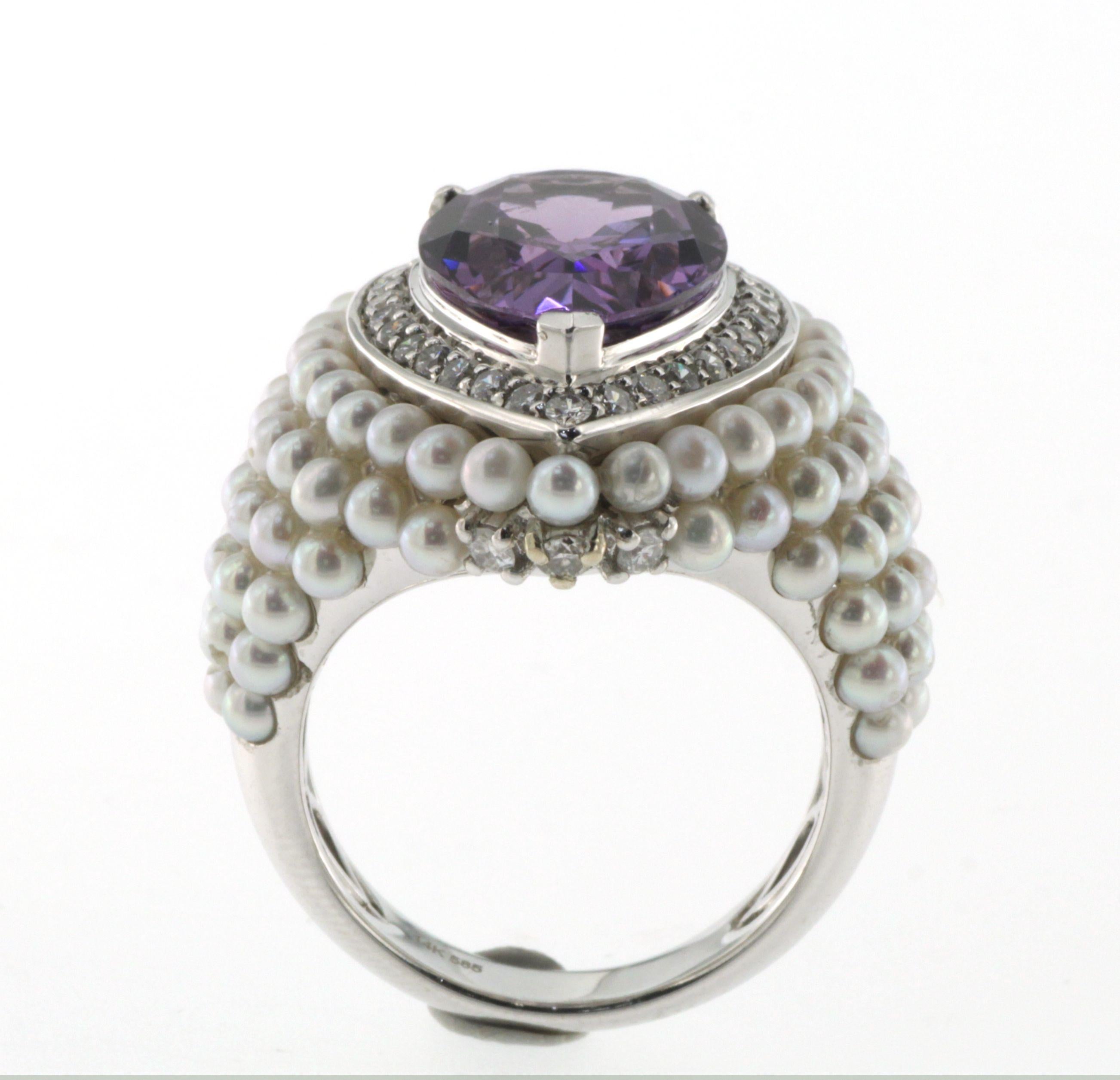 amethyst and pearl engagement ring