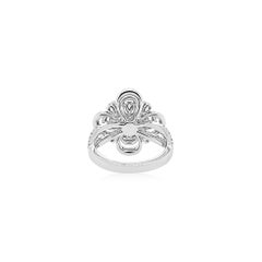 Pear shape and Round Brilliant cut White Diamond Platinum Cocktail Ring