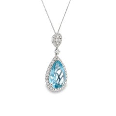 Maurice Fine Jewelry - Pear Shape Aquamarine and Diamond Pendant
