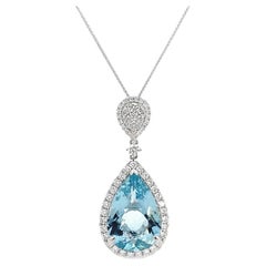 Maurice Fine Jewelry - Pear Shape Aquamarine and Diamond Pendant