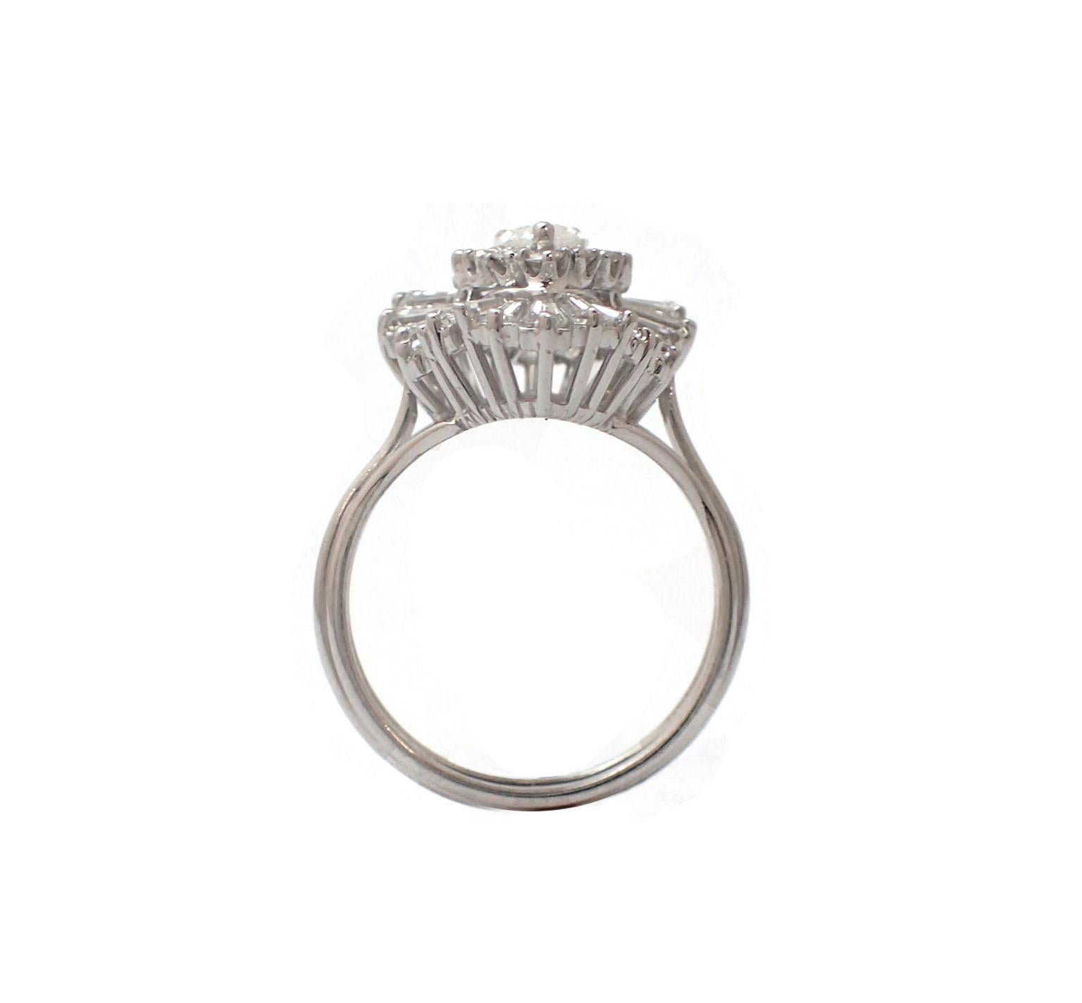 Women's Pear Shape Ballerina Ring in Platinum For Sale