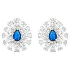 Ohrstecker in Birnenform mit blauen Strass-Ohrsteckern für Mutter aus 925 Sterlingsilber
