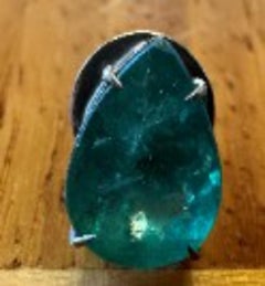 Pear Shape Brazilian Emerald Solitaire Stud Earrings / 18k Gold