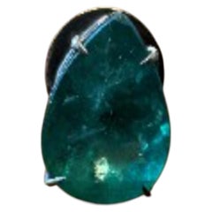 Pear Shape Brazilian Emerald Solitaire Stud Earrings / 18k Gold
