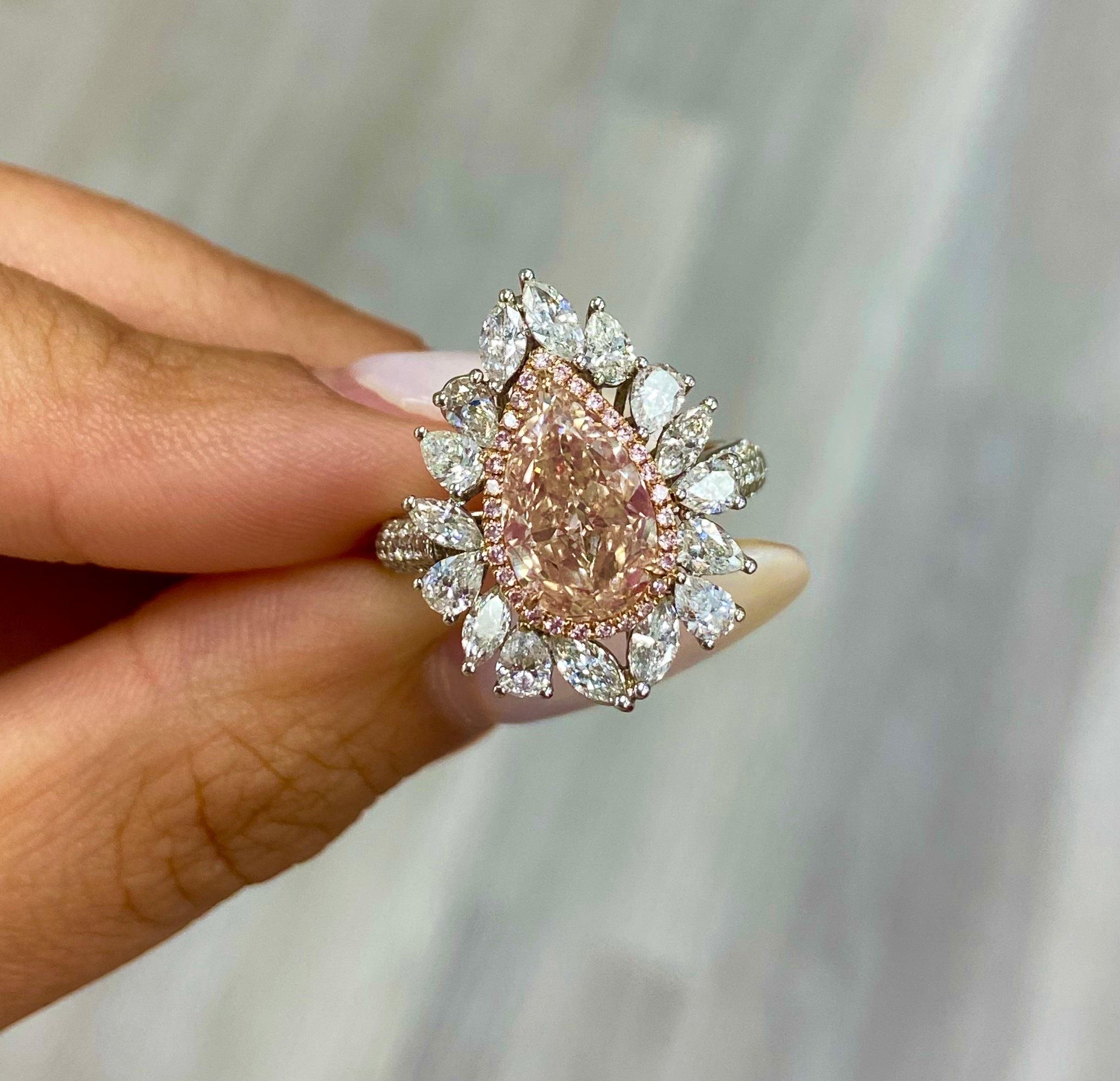 Women's Rare Colors - Pear Shape Champagne Brown Diamond Ring For Sale