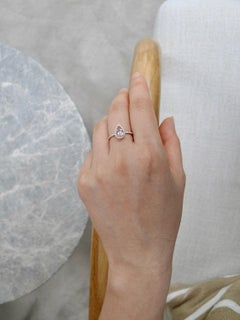 Pear Shape Champagne Natural Morganite and Diamond Engagement Ring Rose Gold