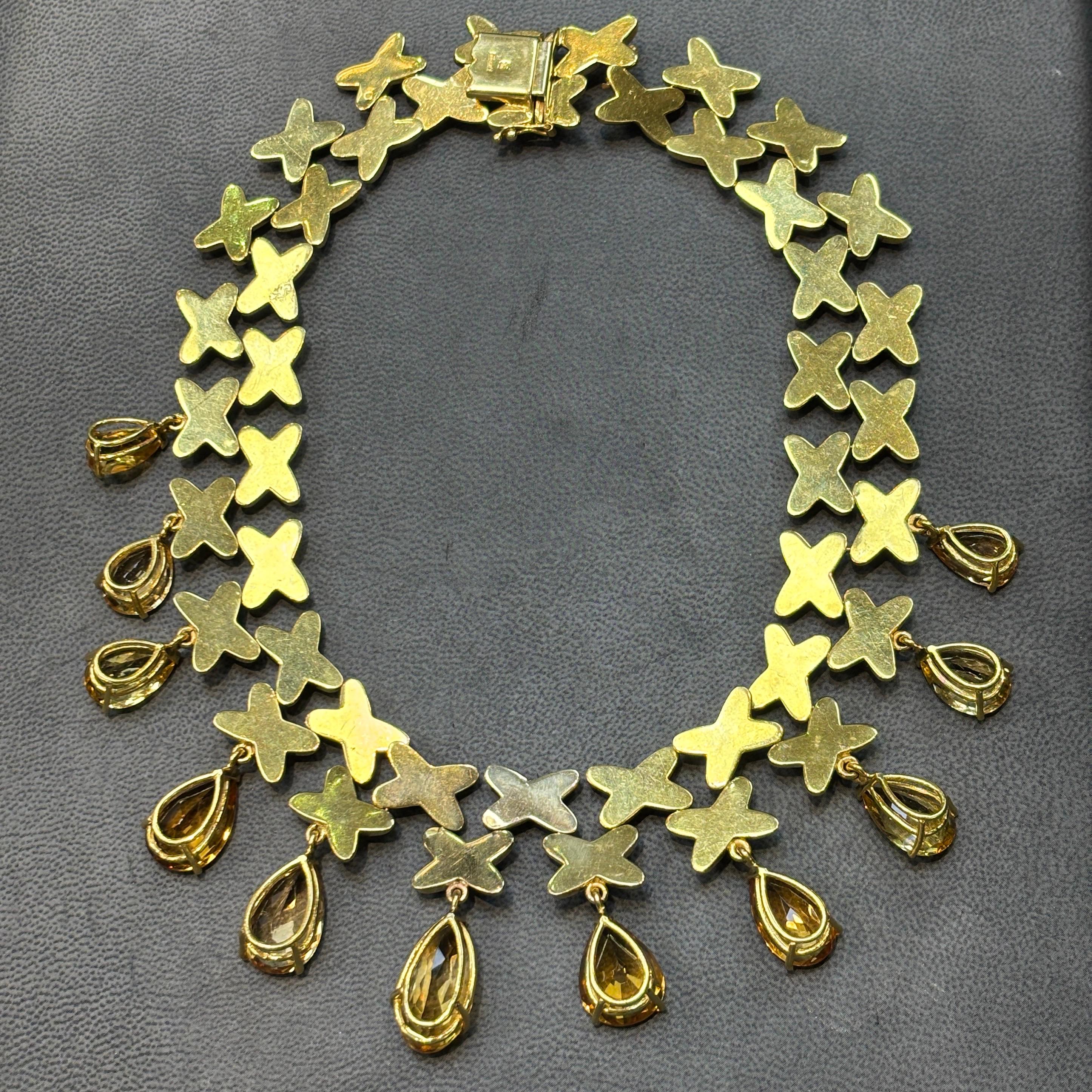 Donna Collana di citrini a forma di pera in vendita