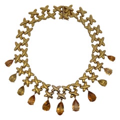 Pear Shape Citrine Necklace Vintage Pear Shape Citrine Necklace