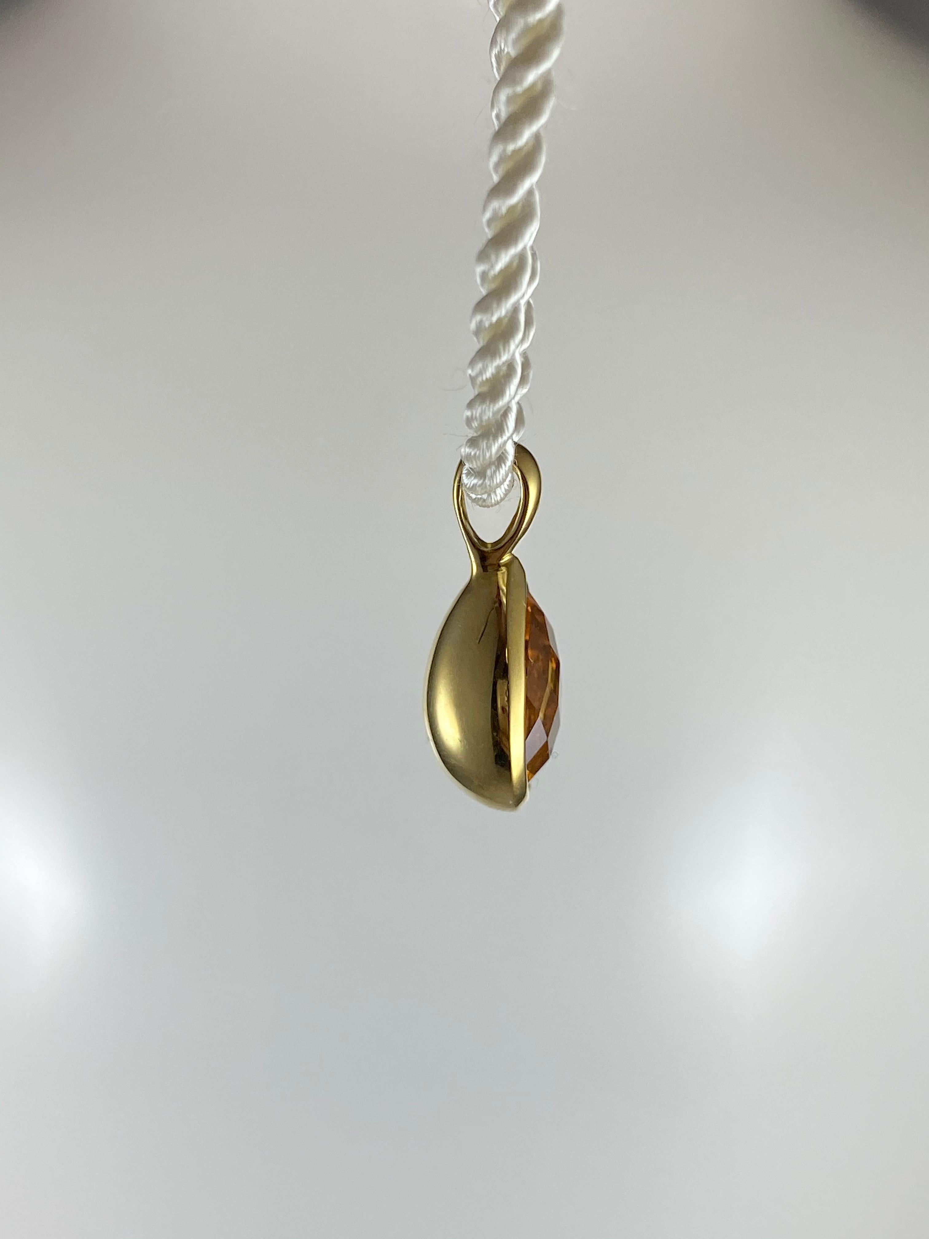 Women's or Men's Hammerman Brothers Pear Shape Citrine Pendant on Silk Cord For Sale