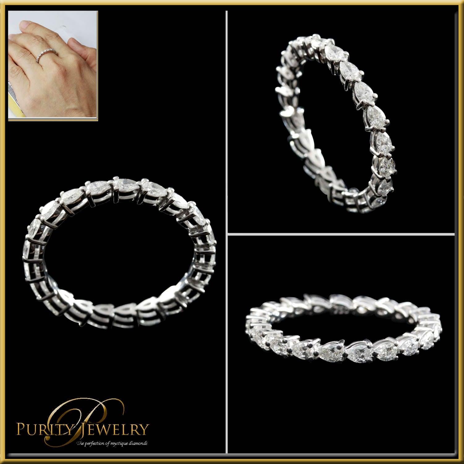 For Sale:  Pear Shape Diamond 0.07 Carat Each, 0.95 Ct Total Eternity Ring in 18 Karat Gold 4
