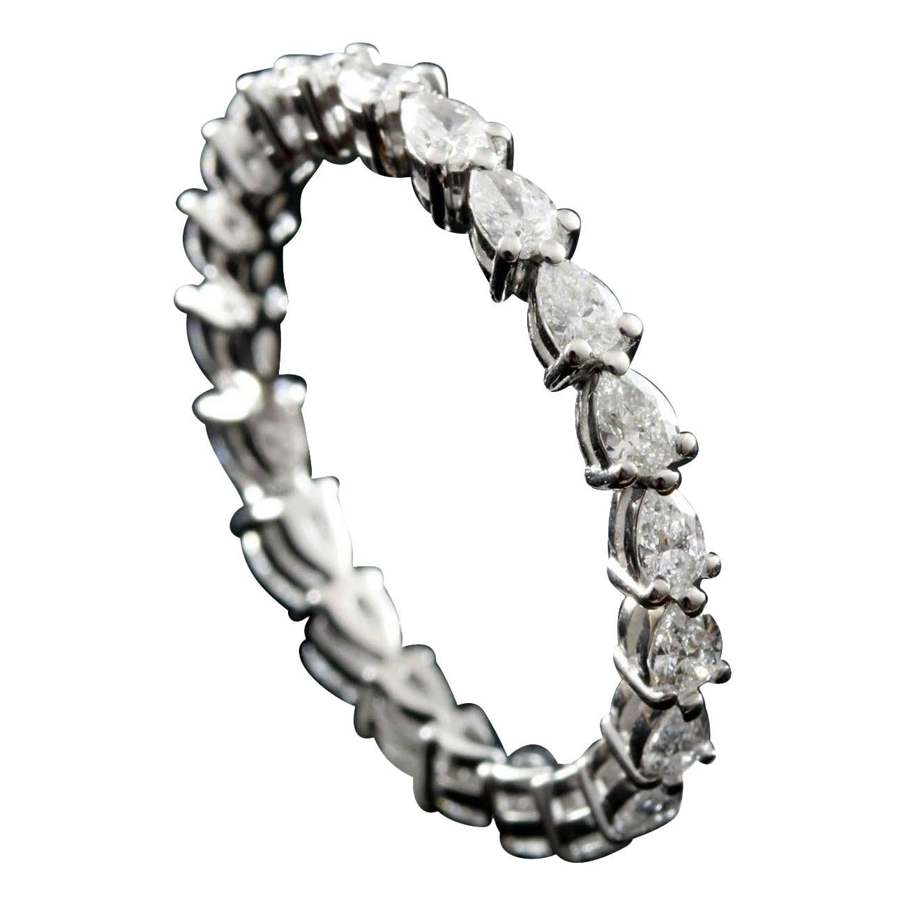 For Sale:  Pear Shape Diamond 0.07 Carat Each, 0.95 Ct Total Eternity Ring in 18 Karat Gold
