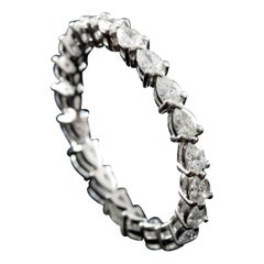 Pear Shape Diamond 0.07 Carat Each, 0.95 Ct Total Eternity Ring in 18 Karat Gold