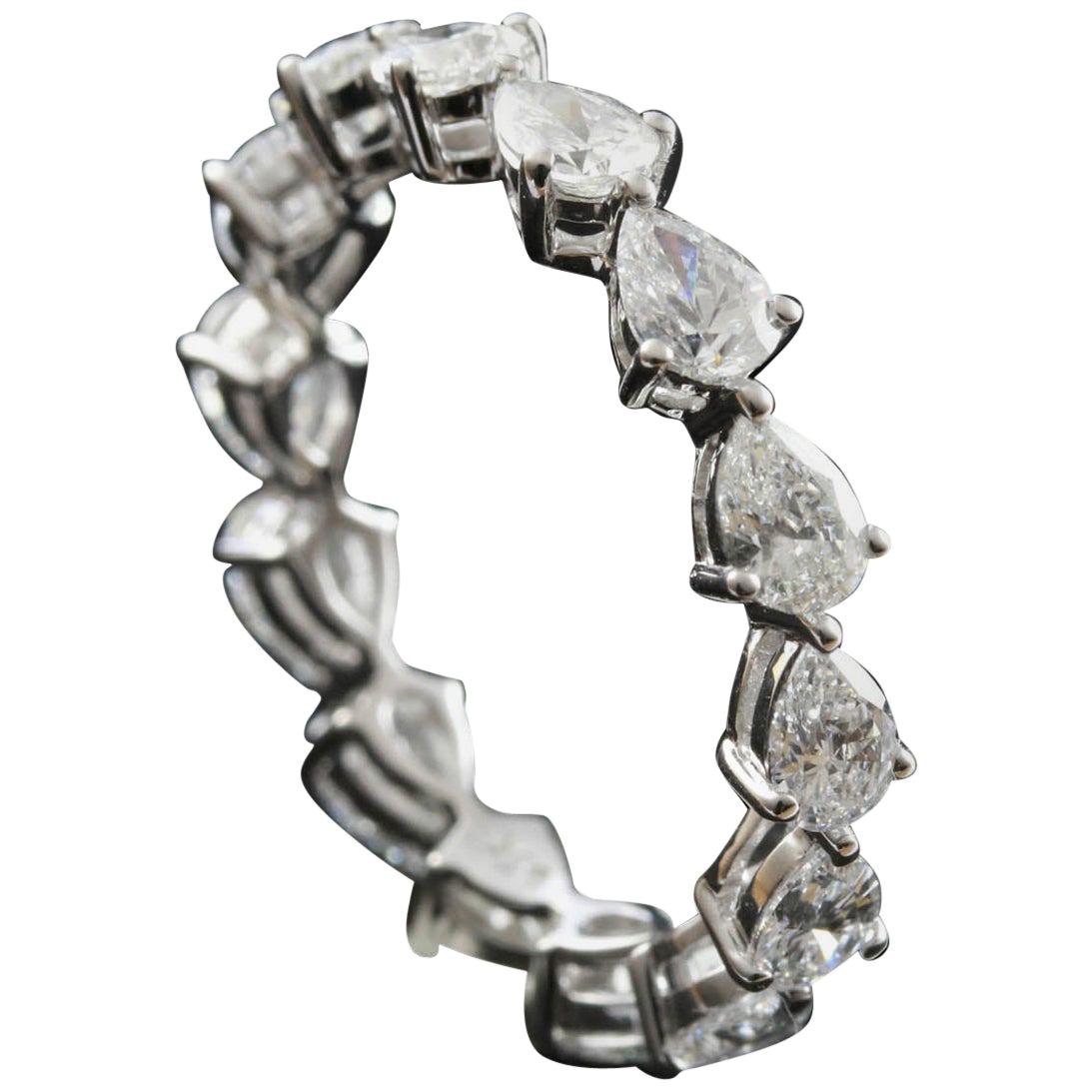 For Sale:  Pear Shape Diamond 0.15 Carat Eternity Ring in 18 Karat Gold