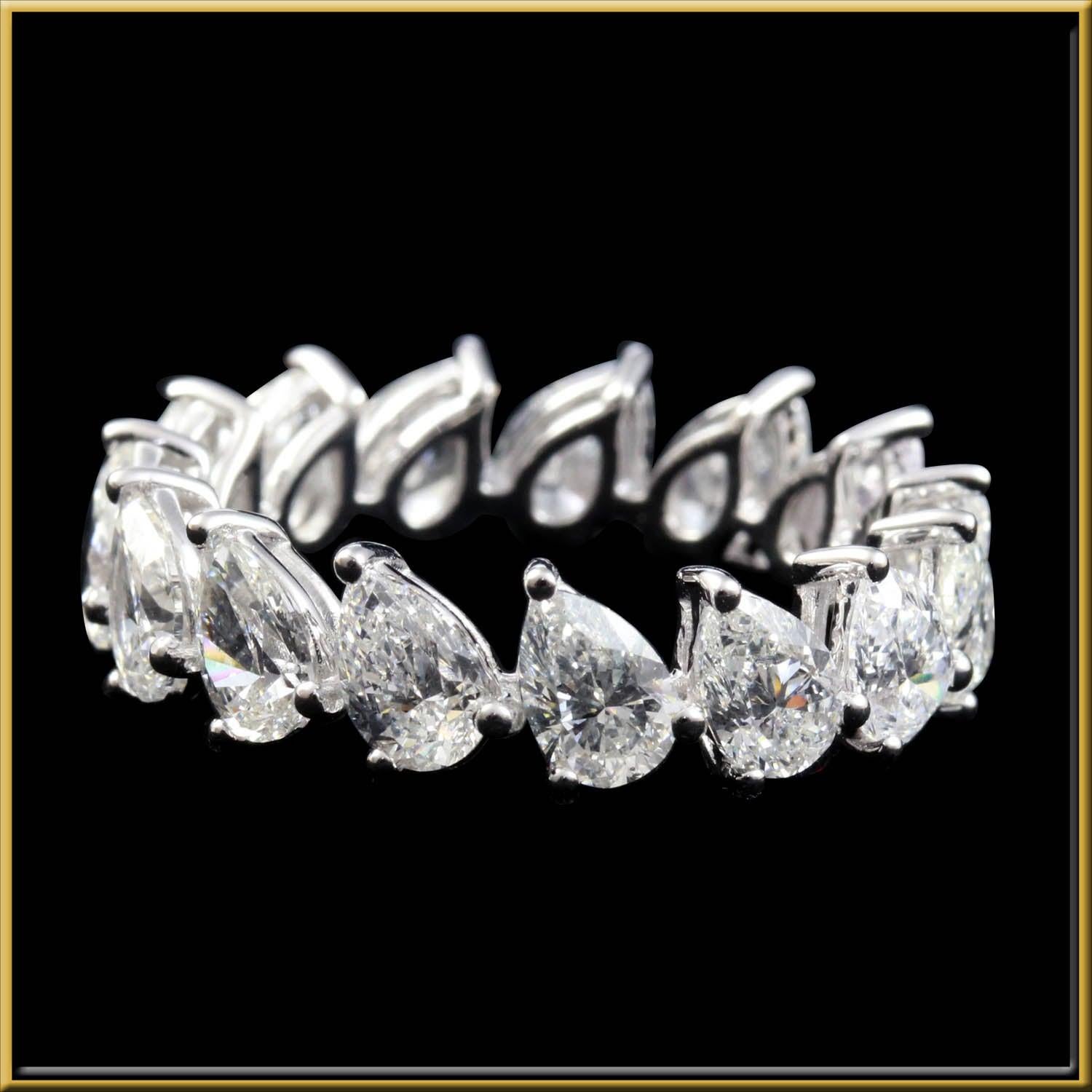 For Sale:  Pear Shape Diamond 0.30 Carat Eternity Ring in 18 Karat Gold 2