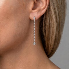 Pear Shape Diamond 14K (or 18k upon request) White Gold Drop Earrings