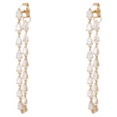 Pear Shape Diamond 14K (or 18k upon request) Yellow Gold Hoop Earrings